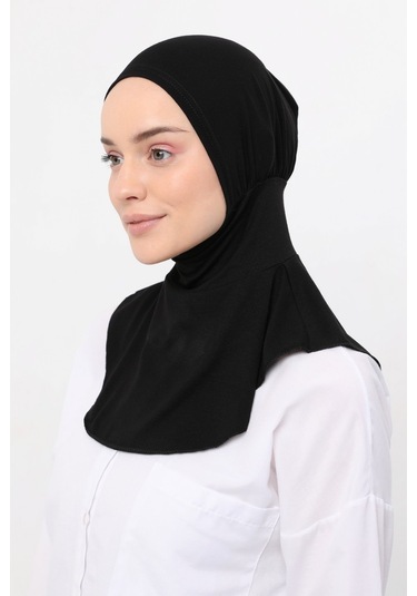 Kadın Tesettür Pratik Boyunluklu Hijab - Sporcu Bone Siyah