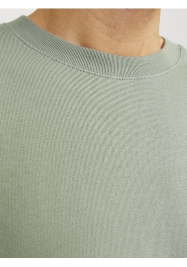 Jack & Jones Erkek Bisiklet Yaka Düz Renk Sweatshirt - Charge - 12257853 Iceberg Green Çok Renkli