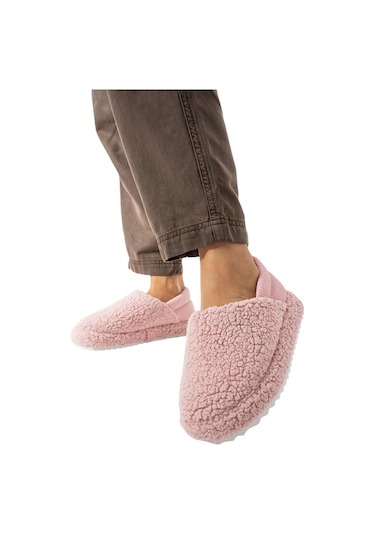 Kadın Lastikli Kaymaz Taban Peluş Havlu Kumaş Ev Ayakkabısı Panduf Pudra-pudra Pudra