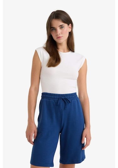 Defacto Regular Fit Normal Bel Düz Paça Bermuda Şort N7439az25auın147 Indigo