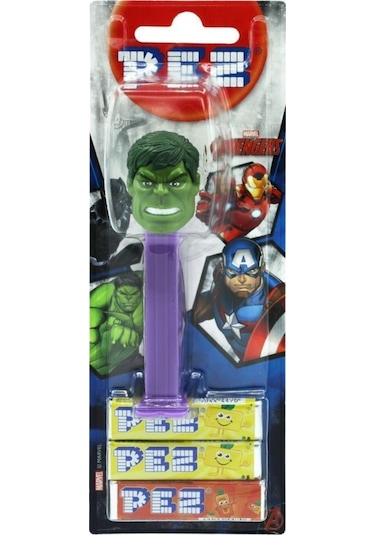 Pez Oyuncaklı Meyve Aromalı Şeker 3 X 8,5 Gram Marvel Serisi Hulk Figürü