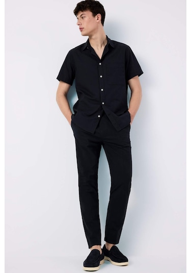 DeFacto %100 Pamuk Regular Fit Yazlık Polo Yaka Keten Görünümlü Kısa Kollu Gömlek D7551AX25SPAR190 DeFacto %100 Pamuk Regular Fit Yazlık Polo Yaka Keten Görünümlü Kısa Kollu Gömlek D7551AX25SPAR190