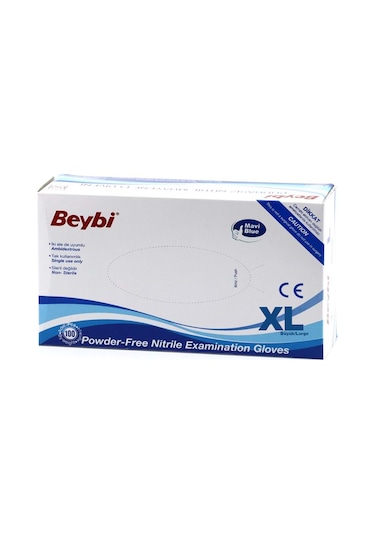 Beybi Pudrasız Mavi Nitril Muayene Eldiveni 100'lü XL