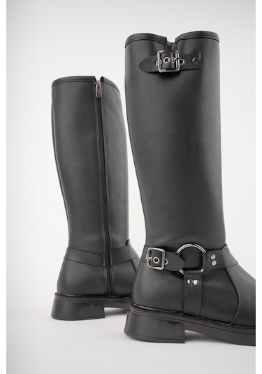 Muggo Gisele Fermuarlı Kemer Detaylı Kadın Kışlık Çizme 001