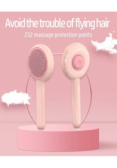 Mufunye Kedi Bakım Fırçası Donut Şeklinde Orta-uzun Tüy Pembe