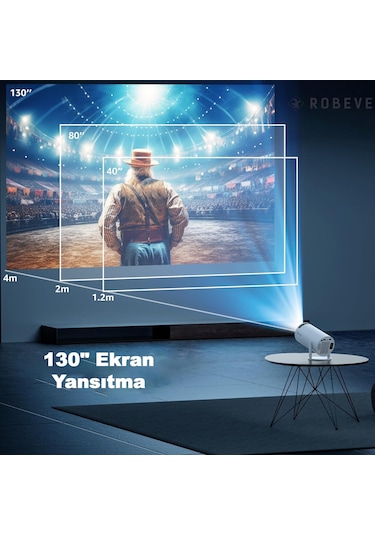 Robeve Mini Projeksiyon Taşınabilir Projeksiyon Cihazı Hd