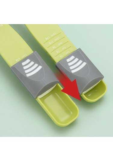 Ayarlanabilir Mutfak Terazisi Ölçü Fincan Çift Uçlu Sekiz Tezgahlar Tuz Çorbası Kahve Çay Tozu Mutfak Aletleri Için Ölçüm Kaşığı Yeşil