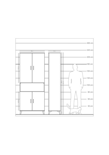 Arges Dolap 5 Raflı 4 Kapaklı 88x30x221 Çam-çam Çam