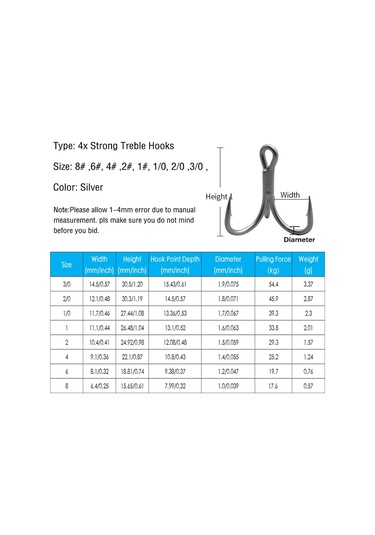 4x Balıkçılık Tiz Kanca 10 Adet Üçlü Balıkçılık Kancalar Büyük Oyun Alabalık 10pcs Size 8 10pcs Size 8