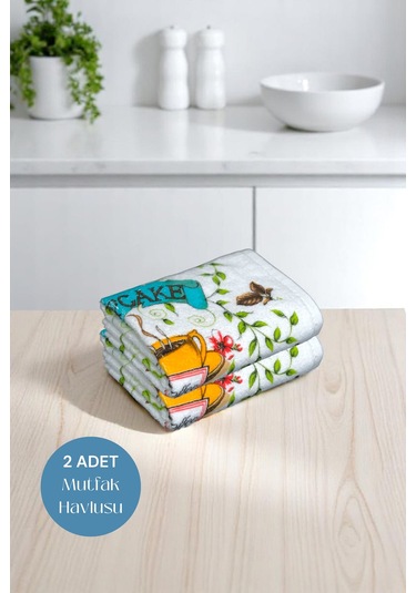 2li Paket Baskılı Beyaz Mutfak Havlusu Modeli Make Love