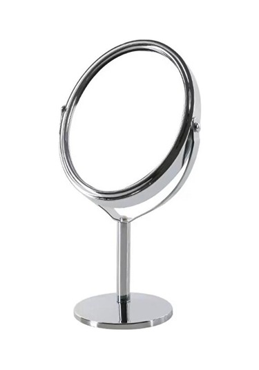 Sonx Oval Masaüstü Ayaklı 360 Dönebilen Çift Taraflı Büyüteçli Krom Ayna 18x10cm Siyah