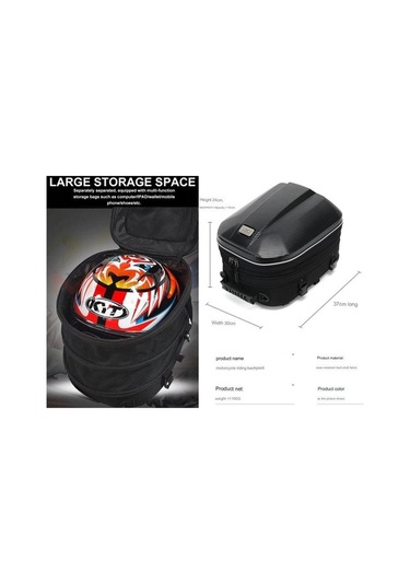 La-114 Hardshell Genişletilebilir Motosiklet Arka Ve Sırt Çantası Siyah