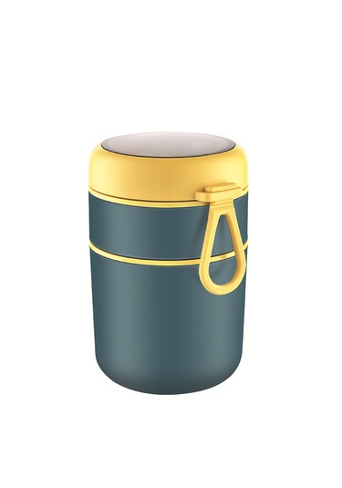 Dekorasyaa 2 Katlı Lunch Box - Mavi - Paslanmaz Çelik - Kaşıklı - Yemek Taşıma Kabı - 710ml Mavi