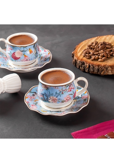 Porsima Rengin 6 Kişilik 12 Parça Türk Kahvesi Fincan Takımı