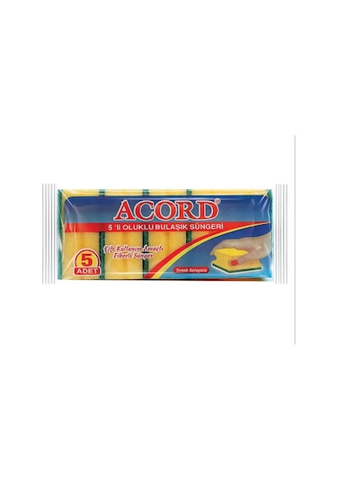 Acord Oluklu Bulaşık Süngeri 3 x 5'li Paket