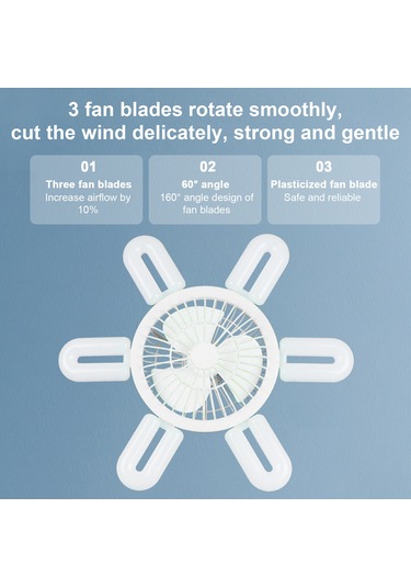 Ranyeek E27 Vidalı 60w Led Fenerli Fan, 4 Seviye Işık Ve Hız Ayarlamalı, Plastik Gövde, Açık/kapalı Boyut Ayarlı, Ac85-265v Geniş Voltajlı