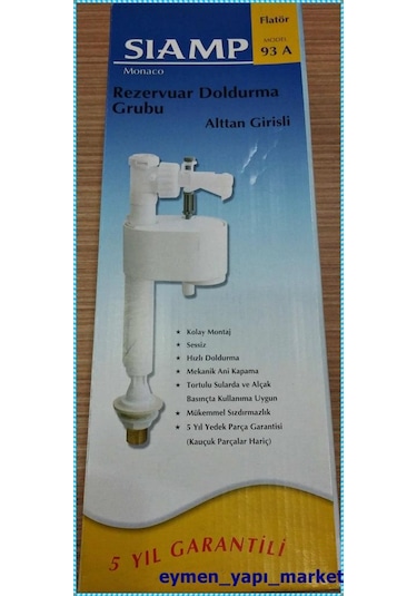 Tema Siamp Rezervuar İç Takım Flatör 93-a Handy Alttan Su Girişli Beyaz
