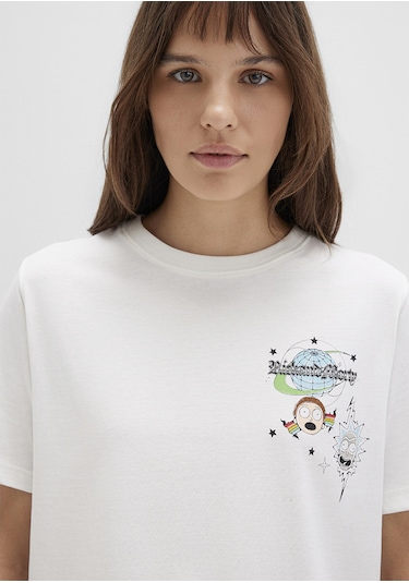 Mavi - Rick And Morty Baskılı Ekru Tişört 1613675-70057 Ekru