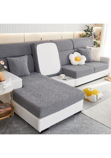 Koyu Gri Jakarlı Kanepe Minder Örtüsü Oturma Odası Evcil Hayvanlar İçin Çocuk Mobilyası K Polar Polar Streç Koltuk Örtüsü 56936384