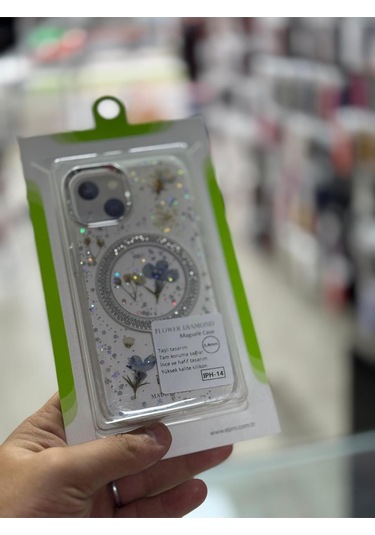 Apple Uyumlu iPhone 14 Çiçekli Magsafe Case 13 Uyumlu -