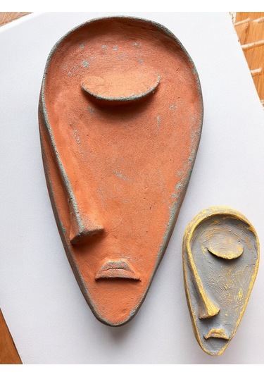 Taş Heykel Duvar Maskesi, El Yapımı Soyut Yarı Yüz Duvar Dekoru, Ev Ve Ofis Hediye Dekor