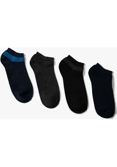 Koton 4'lü Patik Çorap Seti Geometrik Desenli Lacivert 4wam80049aa 4WAM80049AA616 Lacivert - Mavi