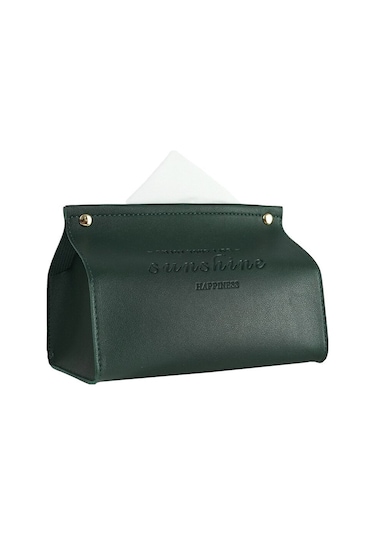 Yeşil 19cm-deri Doku Kutusu Araba Doku Konteyner Masaüstü Peçete Doku Tutucu Kasa Saklama Kutusu Ev Oturma Odası Dekorasyon Saklama Kutusu