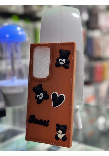 Samsung Uyumlu S23 Ultra Kabarık Ayıcık Desenli