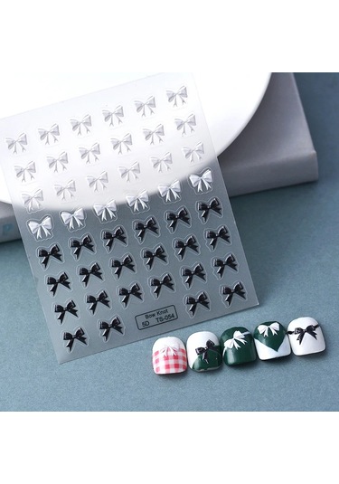 1 Adet Siyah Beyaz Yay Kelebek 5d Tırnak Çıkartmalar Nail Art Dekorasyon Kabartma Disney Karikatür Çiçek Nail Art Çıkartmalar Tırnak Malzemeleri Whıte