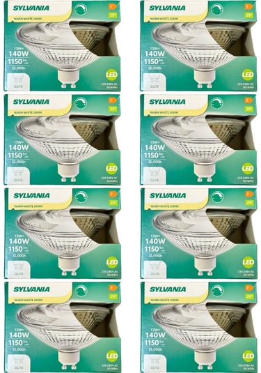 Sylvania 13w 140w 3000k Sarı Işık Gu10 Duylu Dim Edilebilir Led Spot Ampul 8 Adet