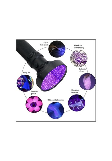 Tongxida 100 Led 395nm Uv Fener - Ev Ve Otel Kullanım İçin Mükemmel Evcil Hayvan Ve Para Uv Feneri Siyah