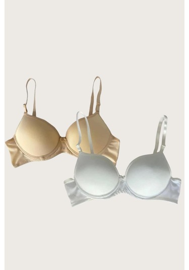 Ten-beyaz 2'li Mikro Kumaş İçi Boş Balenli Günlük Desteksiz Sütyen Görsel