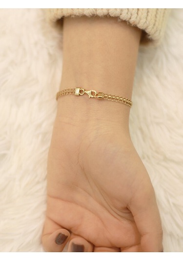 14 Ayar Altın Viyana Zincir Oval Baget Bileklik Altın