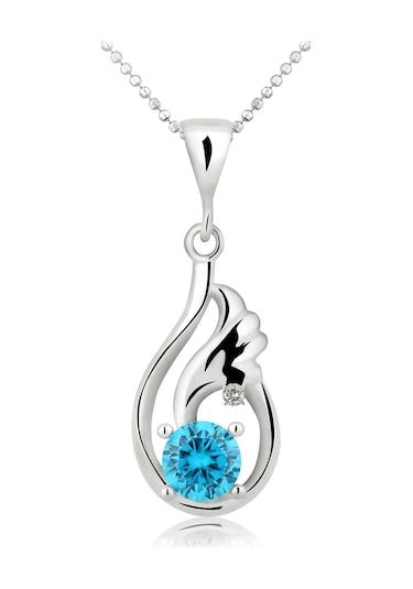 Chavin Topaz Melek Kanadı 0.02 Carat Pırlanta Gümüş Kolye Cc84