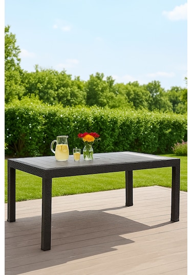 Rattan 90x150 Camsız Antrasit Masa