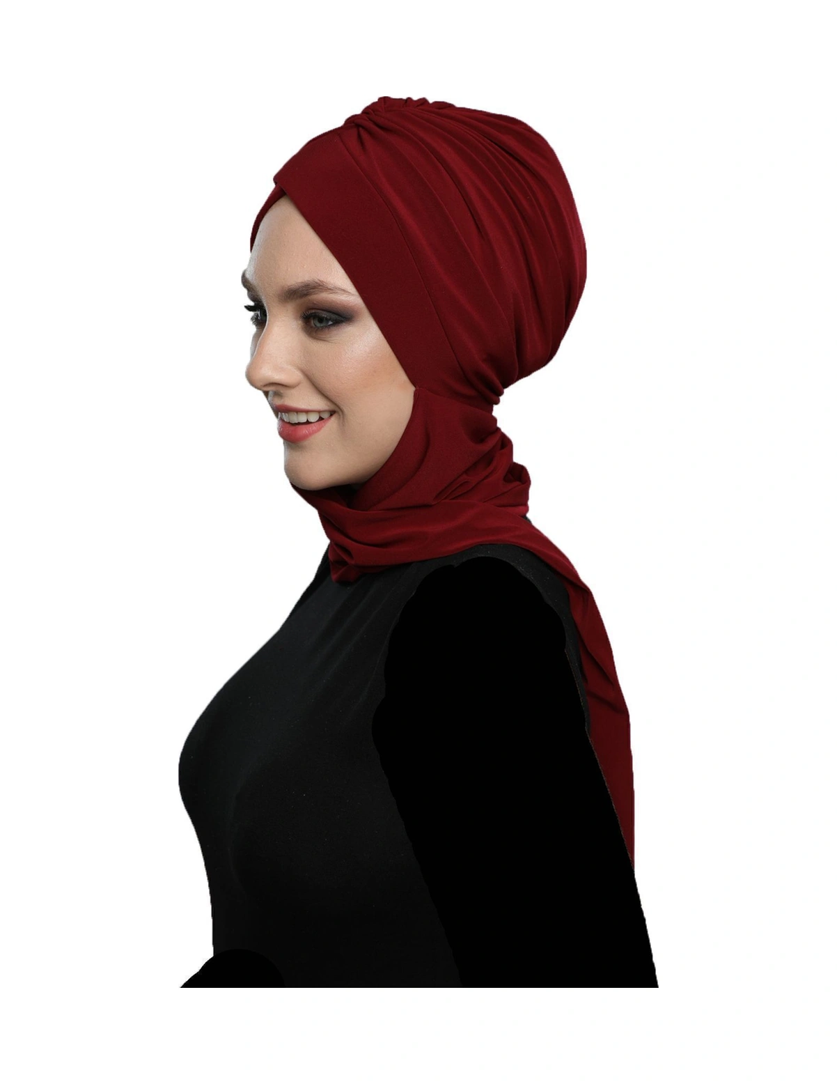 Kardelen Atkılı Astarlı Bordo Hazır Türban Tesettür Havuz Ve Dış Bone Bordo