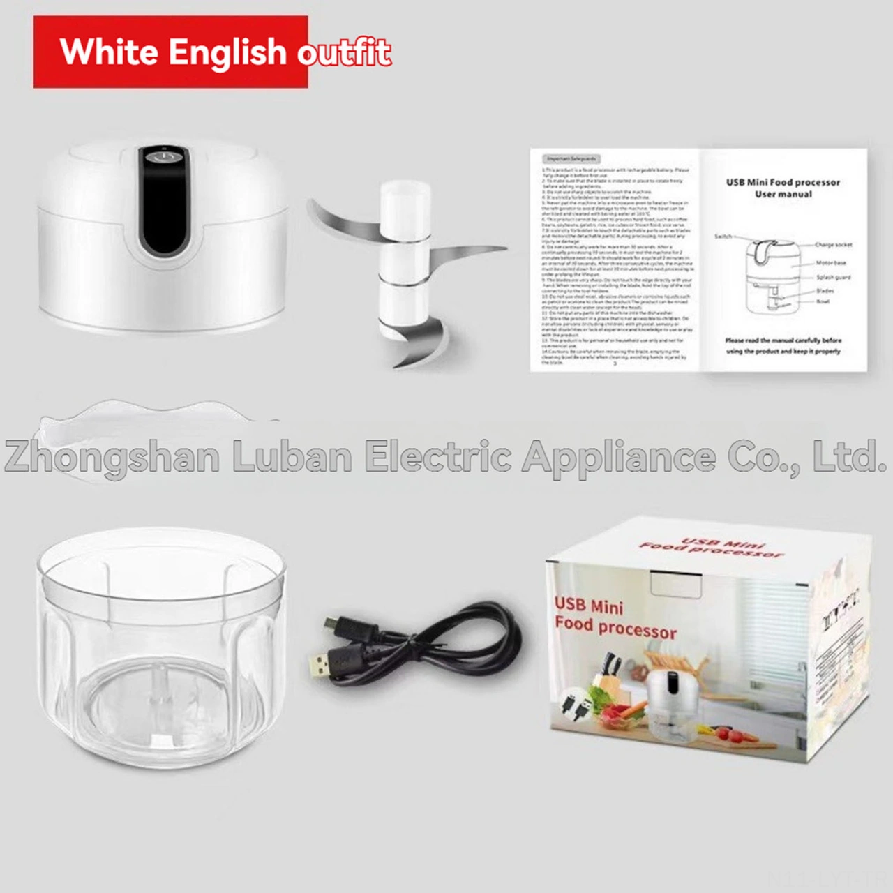 Youtek Usb Şarjlı Elektrikli 250ml Mini Mutfak Blender - Sarımsak, Sebze, Et Dilimleyici - 45w Motorlu Ev Kullanıma Uygun Beyaz