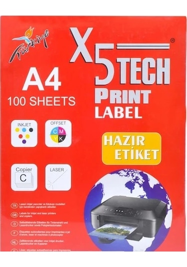 X5tech Hazır Etiket 210 x 148,5 MM 100'lü