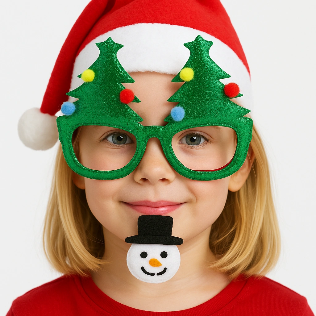 Yılbaşına Özel Lüks Gözlük Kadife Ağaçlı Model Çam Ağacı Yumuşak Hafif Yılbaşı Gözlügü