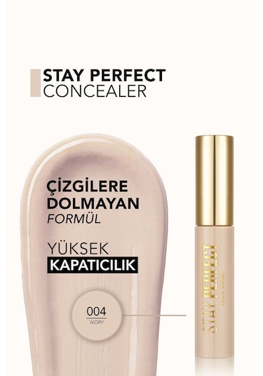Flormar Stay Perfect Yüksek Pigmentli & Yarı Mat Bitişli Likit Kapatıcı 004 Ivory