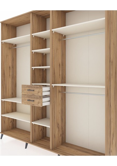 Hyperion Dolap 10 Raflı 2 Çekmeceli 3 Askılı 220x44x243 Çam-aytaşı/çam Aytası/atlas Çam