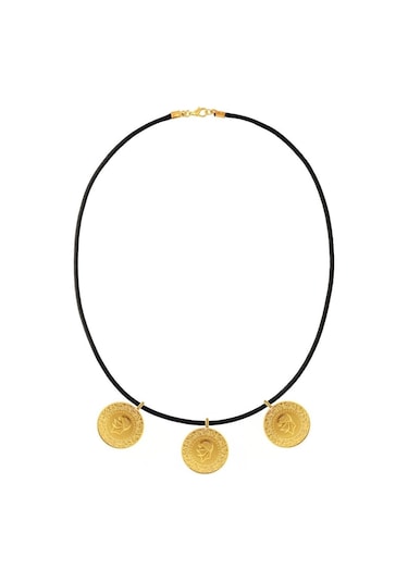 Agakulche 22 Ayar 3 Tam Altın Siyah İpli Kolye