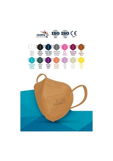 Musk Ffp2 Maske 40 Adet (Lacivert,Beyaz,Yeşil,Taba)