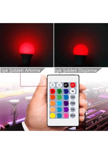 Korçam Uzaktan Kumandalı 10w E27 Duy Rgb Led Ampul