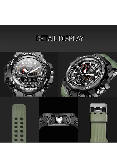 Yingfu Analog Ve Dijital Kol Saati Siyah - Haki S1545 Model Siyah