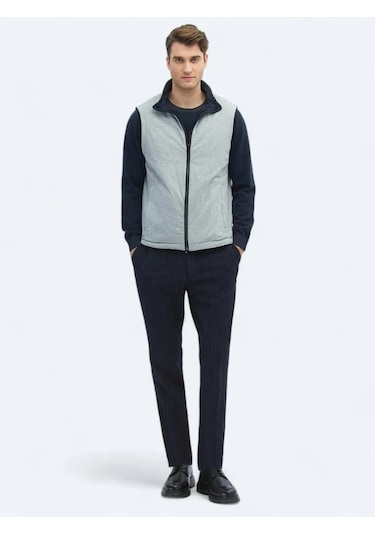 Kip Lacivert Regular Fit Dik Yaka Casual Dokuma Spor Yelek Lacivert