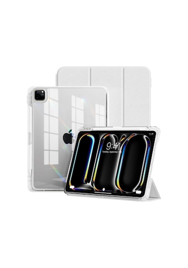 İpad Uyumlu Pro 11 İnç M4 2024 Kılıf Kalem Bölmeli Akrilik Şeffaf Ayrılabilir Case A2836 A2837 A3006 Kılıf