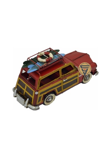 Dekoratif Nostaljik Metal Land Rover Rustik Otomobil Kırmızı