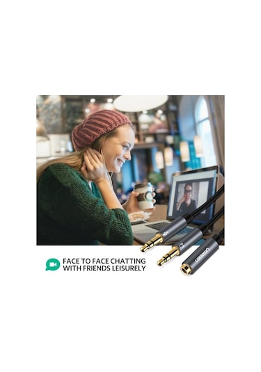 Ebitda 3.5mm Stereo Y Splitter Kulaklık Adaptörü, 24k Altın Konektör, Pc-mikrofon Bağlayıcı