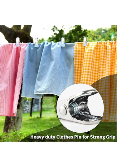 Ganzhoushop Çamaşır Mandalları Çamaşır İpi Mandalları Paslanmaz Çelik Çamaşır Mandalları Klipsleri Giysiler Kotlar Havlular İçin Güçlü Metal Mandallar Fotoğraflar, 10'lu Paket Mavi Çok Renkli